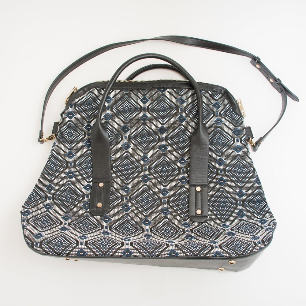 Topshop Woven Diamond Print Tote Shoulder Bag
